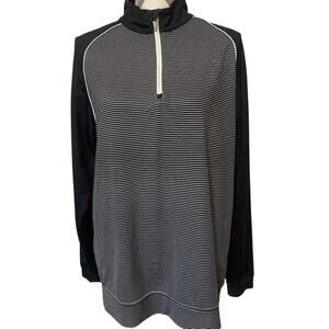 Bugatchi Jacket Black White Strip 1/4 Zip Mens Medium Y2K Athleisure Medium